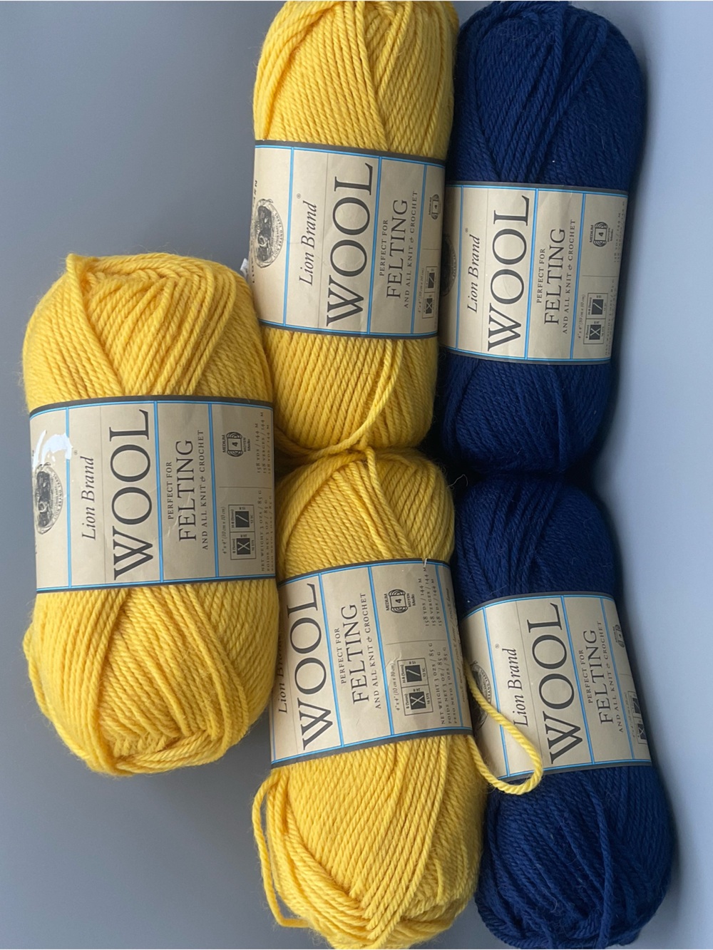 Lion Brand Wool Yarn Lot Felting Knitting Crocheting 3oz Skeins Navy Sunflower